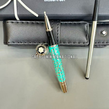 HOT MB Turquoise Floral Scroll Rollerball Pen w/ Box Pouch & Refill picture