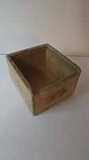 Vintage MCM Wood Recipe Box with Harvest Image Index Cards Open Top Great Patina picture
