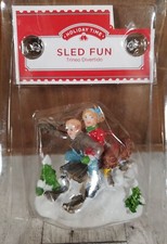 SLED FUN Boy & Girl Sledding Christmas Village Figure 2021 Holiday Time NEW picture