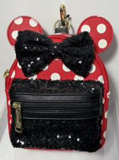 Disney Loungefly Minnie Mouse Sequin Mini Backpack Wristlet Used Zipper Works picture