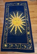 Copa Navy Blue Vintage Celestial Sun Moon Stars Beach Towel 90s Retro picture