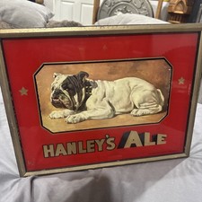 Hanleys Ale Reverse On Glass English Bulldog Advertising Sign 1930s Providence picture