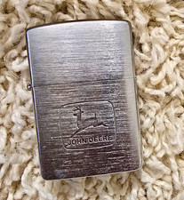 Vintage John Deere Engraved Brushed Chrome Zippo Lighter Logo NOT WORKING picture