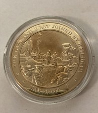 1869 The East and The West Joined by Railroad Solid Bronze Commemorative Coin  picture