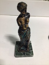 Vintage Aphrodite Statue Sculpture Bronzed Copper Metal Marble Base Old Antique picture