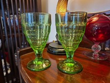 2 Greenbrier Hotel Dorothy Draper Uranium Depression 8oz Water Glasses picture