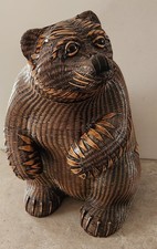 BEAUTIFUL VINTAGE HANDMADE RATTAN WICKER BEAR BOX CHINESE 60'S 70'S MCM WOVEN picture