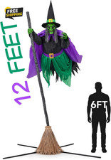 Halloween Decorations Outdoor - 12 Ft Animated Hovering Witch Animatronics picture