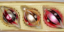 Lot Vintage Glass Glittered Large DOTS Striped DROP Christmas Ornaments Romania picture