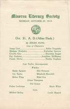 1919 Literary Society Oct. 31  A.D. After Dark By Helen Fling Program picture