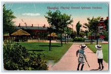1924 View Of Shanghai Playing Ground Quinsan Gardens Chinese China Postcard picture