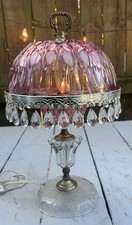 Vintage Michelotti Boudoir Parlor Table lamp 17 Inches Tall Salmon/Cranberry picture