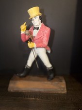 VTG Johnny Walker Red Bar Display Statue Man Wood Stand Monocal & Staff 13