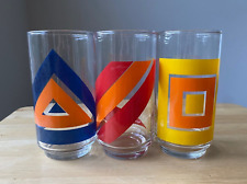 3 LIBBEY SUPER GRAPHICS Multi-Color Geometric Glass Tumblers - VGUC picture
