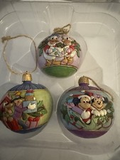 Jim Shore Disney Traditions Ball Ornaments Set of 3 Enesco 4039087 Mickey Minnie picture