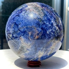 5.3 lb Shiny Blue Sodalite Crystal Ball with White Stripes Smooth Home Decor picture