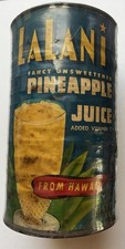 Vintage Lalani Pineapple Juice 1Qt 14Oz Advertising Tin Can 1955-1959 picture