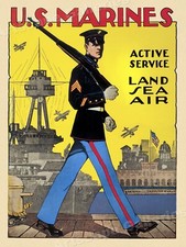 Enlist in the U.S. Marines - Land Sea Air - 1914 WW1 Poster - 18x24 picture