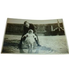 Vintage 1926 RPPC Postcard Audreys First Puddle Beach Scene Sepia Photo K Ltd picture
