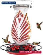 Hummingbird Feeder for Outdoors, 24oz Glass Nectar Feeder with Perch & 5 Flower picture