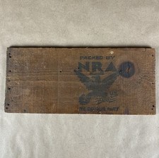 Vintage NRA National Recovery Act Stamped Symbol Wood Crate Side picture