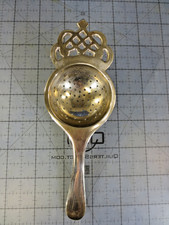 Vintage E.P.N.S. Brass Over Cup Tea Strainer picture