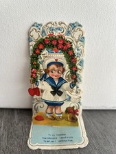 Antique 1920s German Pop Up Valentine Card Sailor Boy Rose Garland Poem Die Cut picture