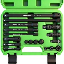 18-piece Impact Socket Extension Set Tools, Swivel Universal Joint, Deep 1/4