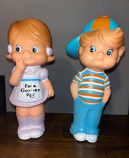 Vtg 1985 I'm A Gerber Kid Vinyl Squeak Toy Doll Pair Boy & Girl Advertising Lot picture