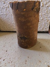 Wooden Tree Stump Vase Planter Leather Accent picture