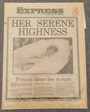DAILY EXPRESS PRINCESS GRACE KELLY DIES MONACO 16TH SEPT 1982 NEWSPAPER picture