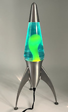 Vintage 19 Lava Lite Starship Space Rocket Lava Lamp - Blue / Yellow Works picture