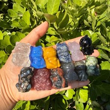 Natural Mixing quartz carved Fortune Cat Crystal reiki healing random 50pc picture