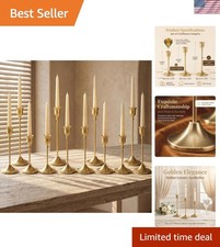 12 Pcs Gold Candlestick Holders, Vintage Metal Candle Holders Taper Candle St... picture