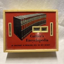 Vintage Collier's Encyclopedia Plastic & Metal Advertising Calendar Date Bank picture