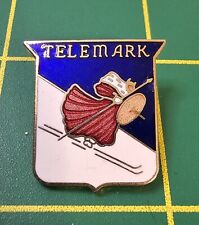 VTG Telemark Ski Resort Wisconsin Viking Skier Skiing Enamel Hat Lapel Pin  picture