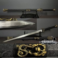 42'' Chinese Sword Han Dynasty Jian Carbon Steel Blade Dragon Pattern Scabbard picture