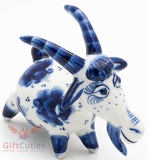 Porcelain gzhel Goat figurine handmade Гжель picture