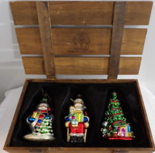 THOMAS PACCONI CLASSICS CHRISTMAS ORNAMENTS SET GLASS HAND BLOWN IN WOOD BOX NEW picture