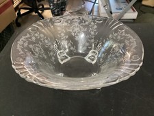 Nice Old 4 Footed Etched Glass Bowl picture
