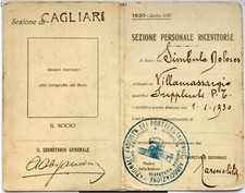 CAGLIARI REGNO D’ITALIA ASSOCIAZIONE NAZIONALE POSTELEGRAFONICI TESSERA A. VIII° picture