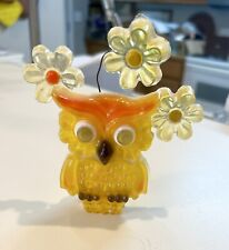 VINTAGE Kitschy 1960's - 70's Retro Mod Lucite OWL And Flowers MCM picture