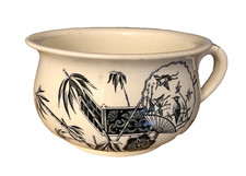 RARE 19th Century Antique Old Hall England Earthenware Black MADRAS Chamber Pot picture
