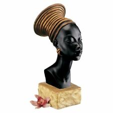 Regal Queen of Nubia Sudan Royal Headdress African Woman Gallery Sculptural Bust picture