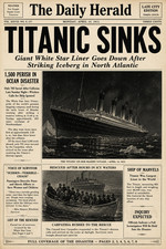 Titanic Sinks Newspaper Headlines Poster sizes up to 24 x 36 prints &Tin Signs picture