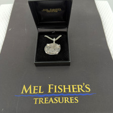 Mel Fisher Atocha Shipwreck Silver 2 Reales Replica Pendent Necklace COA picture