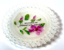 HOUSTON TX TEXAS Antique DEPRESSION Glass Souvenir TRINKET RIBBON DISH picture