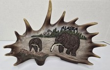 Alaska Moose Antler - Resin - Grizzly Bears Catching Salmon - Log Cabin Decor picture