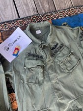 Vintage 1970s USAF 3rd Pattern Jungle Fatigue Olive Military Jacket Size Large picture