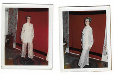Vintage Photos lot of 2 lady fashion retro modeling woman clothing white lace picture
